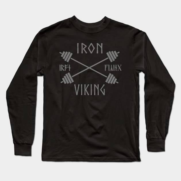 Iron Viking Barbell Silver Long Sleeve T-Shirt by MMArt